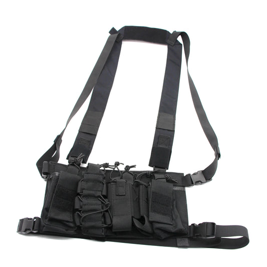 Tactical D3 Chest Rig Bag Radio Harness Front Pouch Holster Military Vest Rig Bag Adjustable Functional Two Way Radio Pouch