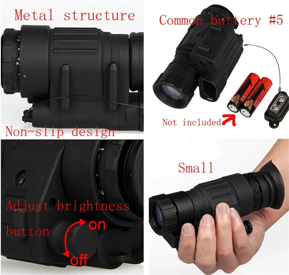 PVS-14 Head Mounted Built-in IR Illumination Patrol Hunting Infrared Night Vision, 2x28 Tactical Digital Monocular for Helmet