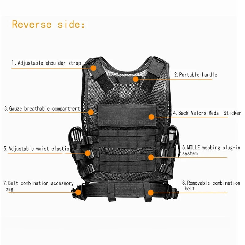 Mesh Tactical Vests Live Field CS Combat Vest Mens Hunting New Style Outdoor Ventilate Black Nylon Training Vest
