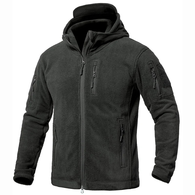 Men's Winter Tactical Fleece Jacket Warm Full Zip Military Hoodies Multi-Pockets Hiking Hunting Outdoor Coats