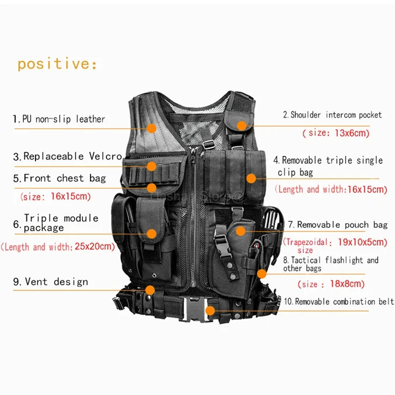 Mesh Tactical Vests Live Field CS Combat Vest Mens Hunting New Style Outdoor Ventilate Black Nylon Training Vest