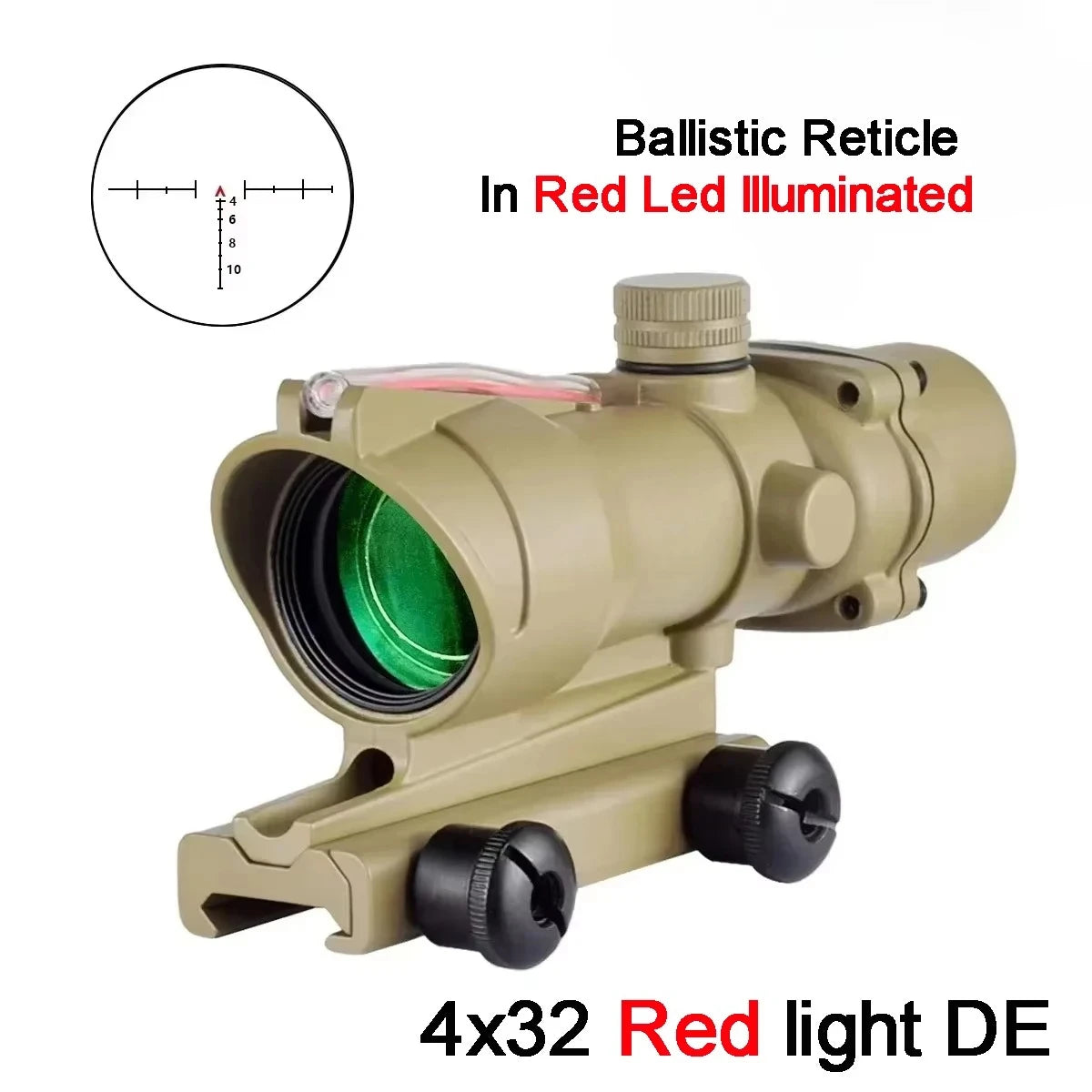 4x32 Combat Prism Scope with Fiber Optic Reticle