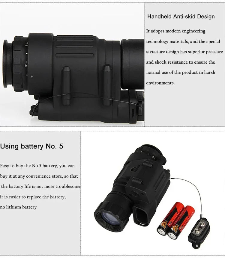 PVS-14 Head Mounted Built-in IR Illumination Patrol Hunting Infrared Night Vision, 2x28 Tactical Digital Monocular for Helmet