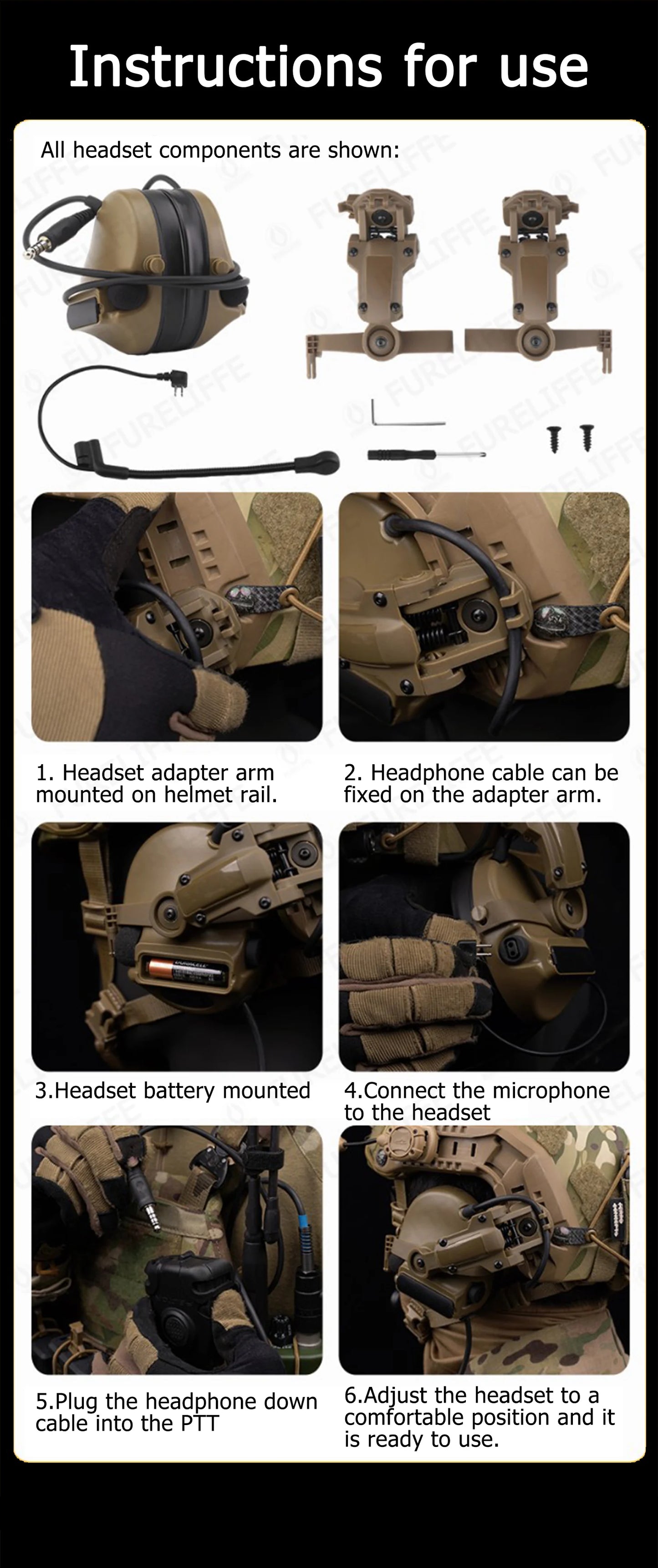 Tactical helmet earphones Active shooter earmuffs Helmet earmuffs Electronic hearing protection communication earphones