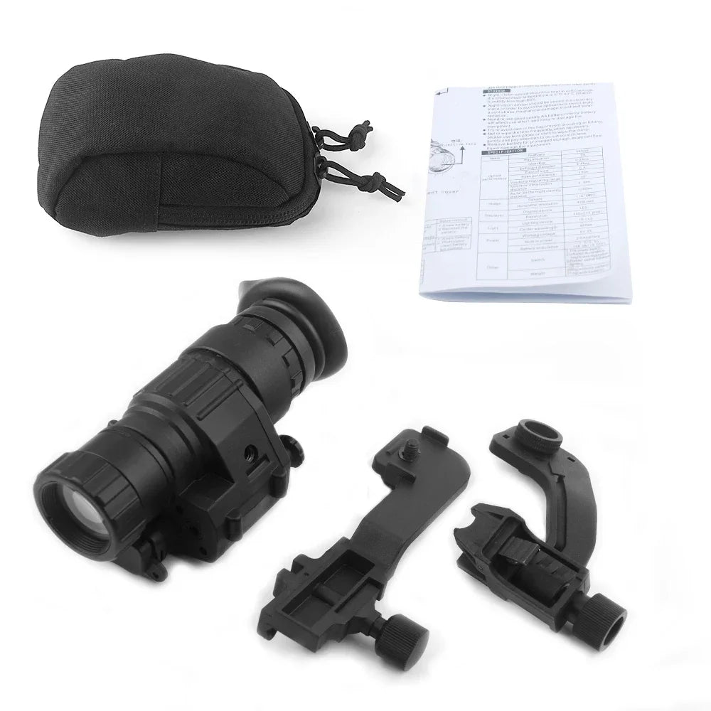 PVS-14 Head Mounted Built-in IR Illumination Patrol Hunting Infrared Night Vision, 2x28 Tactical Digital Monocular for Helmet