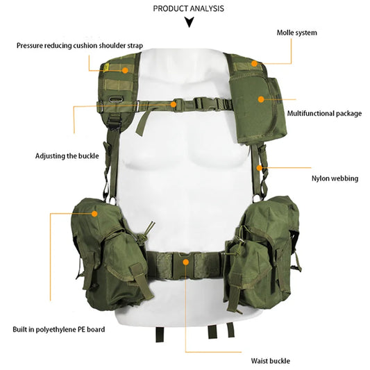 Tactical Outdoor Chest Rig Military Training Vest for Wargame Breathable Chest Harness Modular Durable for Military Enthusiasts