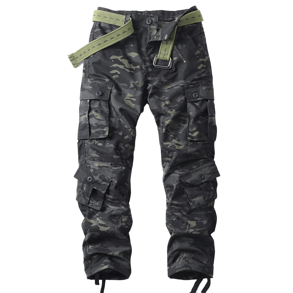 ARARMY Outdoor Multi-Pocket Men Cargo Pants Long Fit Tactical Ripstop Camouflage Men Cargo Pants With Pockets for Work SlimKhaki