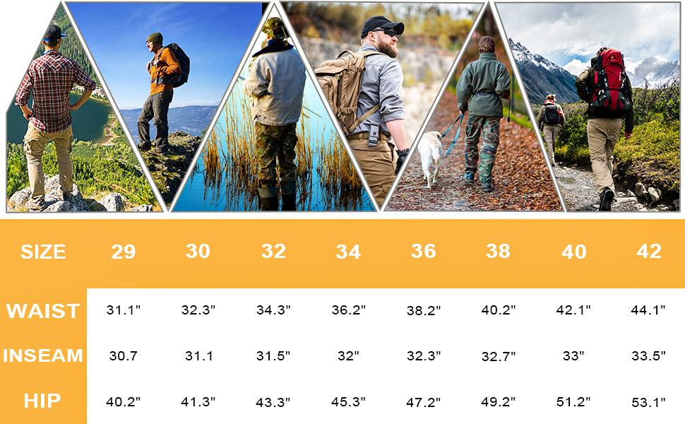 ARARMY Outdoor Multi-Pocket Men Cargo Pants Long Fit Tactical Ripstop Camouflage Men Cargo Pants With Pockets for Work SlimKhaki