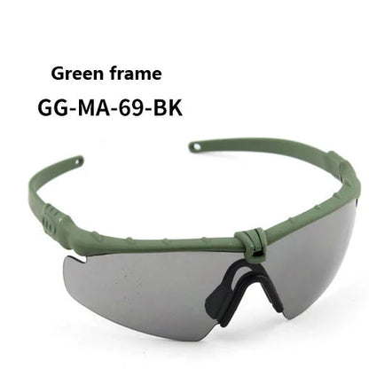 Impact Protection Tactical Goggles, High Protection, PC Lenses, Skiing, Mountaineering, Cycling, Shooting Training