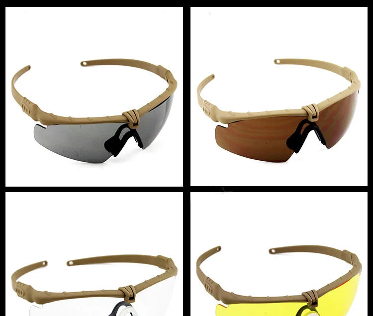 Impact Protection Tactical Goggles, High Protection, PC Lenses, Skiing, Mountaineering, Cycling, Shooting Training