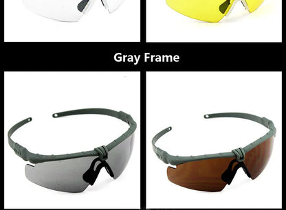 Impact Protection Tactical Goggles, High Protection, PC Lenses, Skiing, Mountaineering, Cycling, Shooting Training