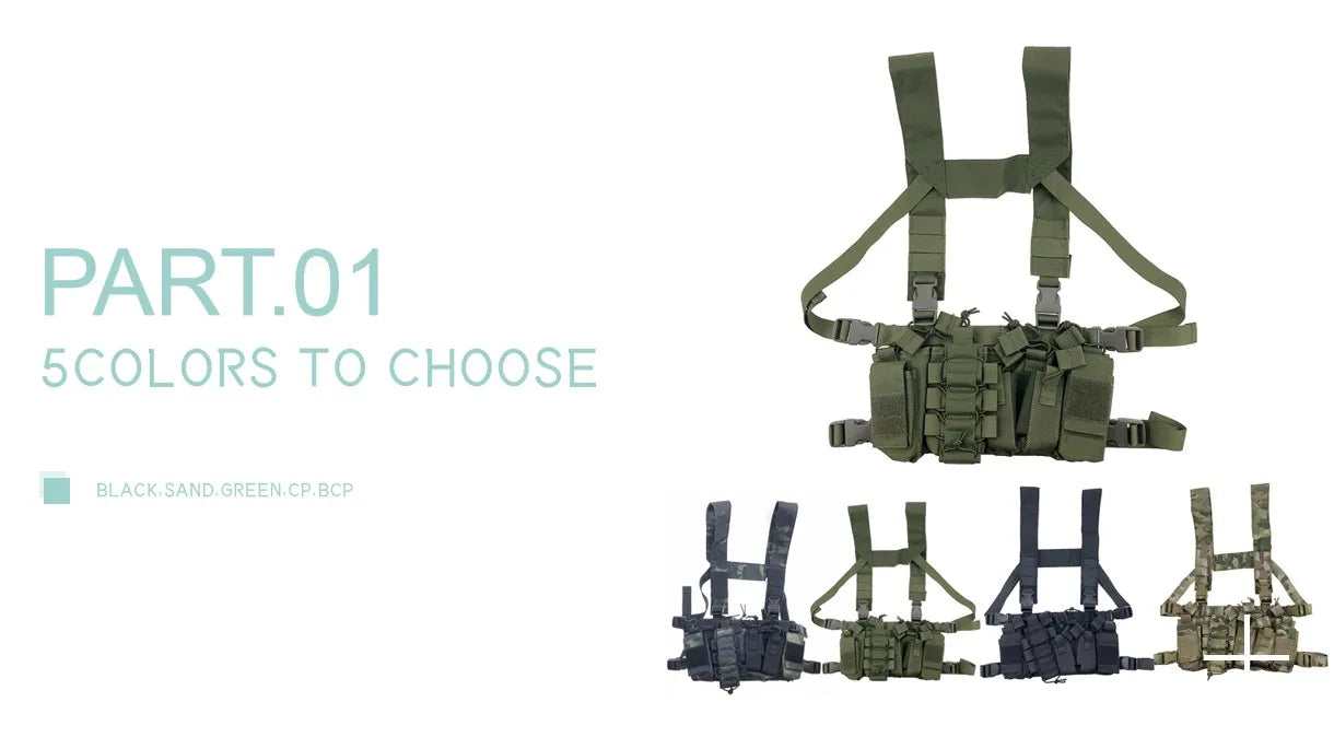 Tactical D3 Chest Rig Bag Radio Harness Front Pouch Holster Military Vest Rig Bag Adjustable Functional Two Way Radio Pouch
