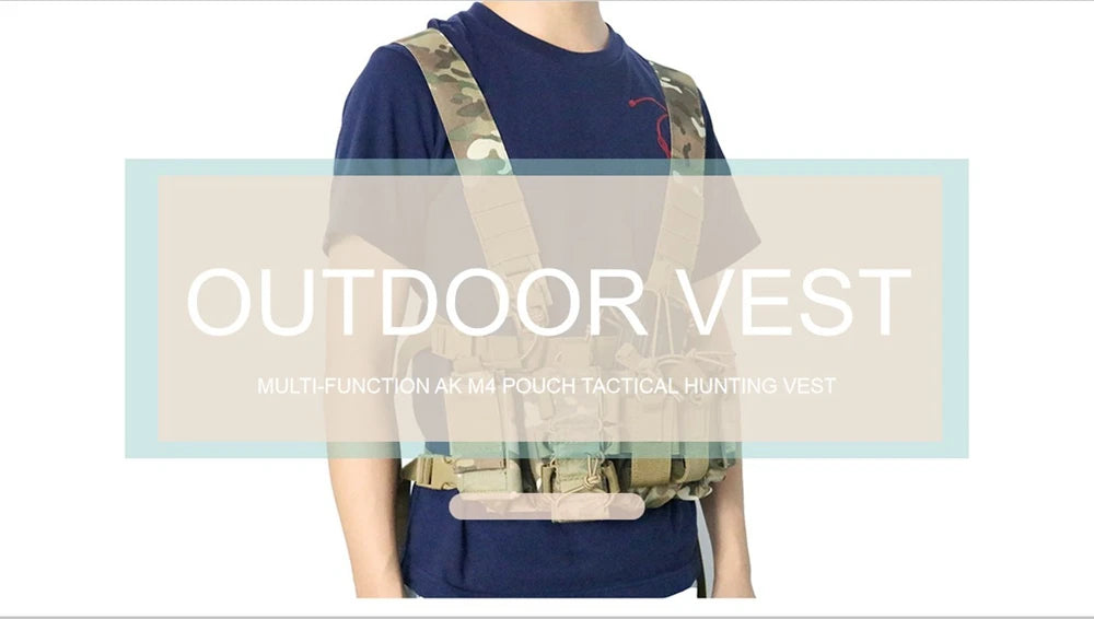Tactical D3 Chest Rig Bag Radio Harness Front Pouch Holster Military Vest Rig Bag Adjustable Functional Two Way Radio Pouch