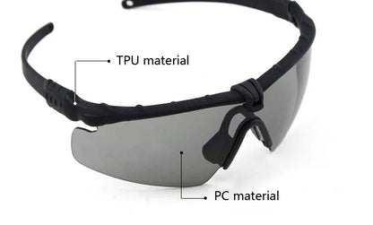 Impact Protection Tactical Goggles, High Protection, PC Lenses, Skiing, Mountaineering, Cycling, Shooting Training