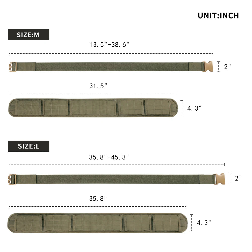 Tactical Battle Belt Adjustable Airsoft Waist Belt Quick Release Buckle Outdoor Hunting Paintball Padded Thickened Widened Waist