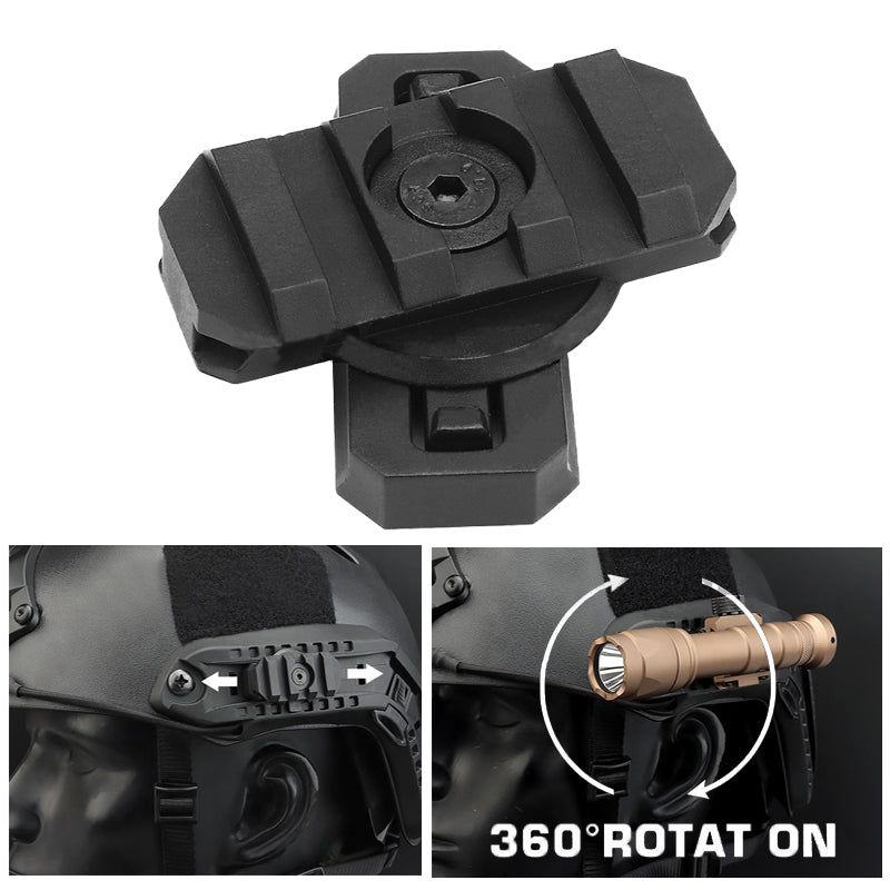 Tactical Picatinny Mount Adapter for ARC Rail Equipped ACH / Fast / MICH Helmet Adjustable 360 Degrees ARC Guide Rotation