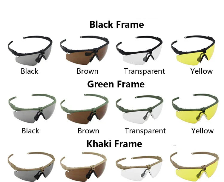 Impact Protection Tactical Goggles, High Protection, PC Lenses, Skiing, Mountaineering, Cycling, Shooting Training