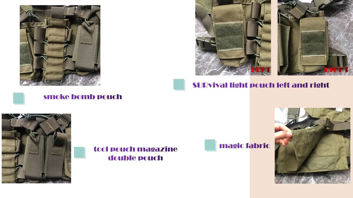 Tactical D3 Chest Rig Bag Radio Harness Front Pouch Holster Military Vest Rig Bag Adjustable Functional Two Way Radio Pouch