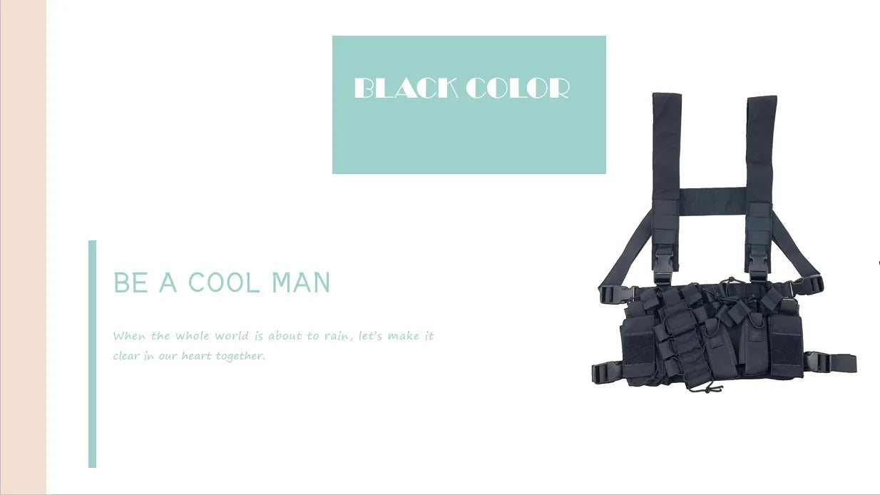 Tactical D3 Chest Rig Bag Radio Harness Front Pouch Holster Military Vest Rig Bag Adjustable Functional Two Way Radio Pouch