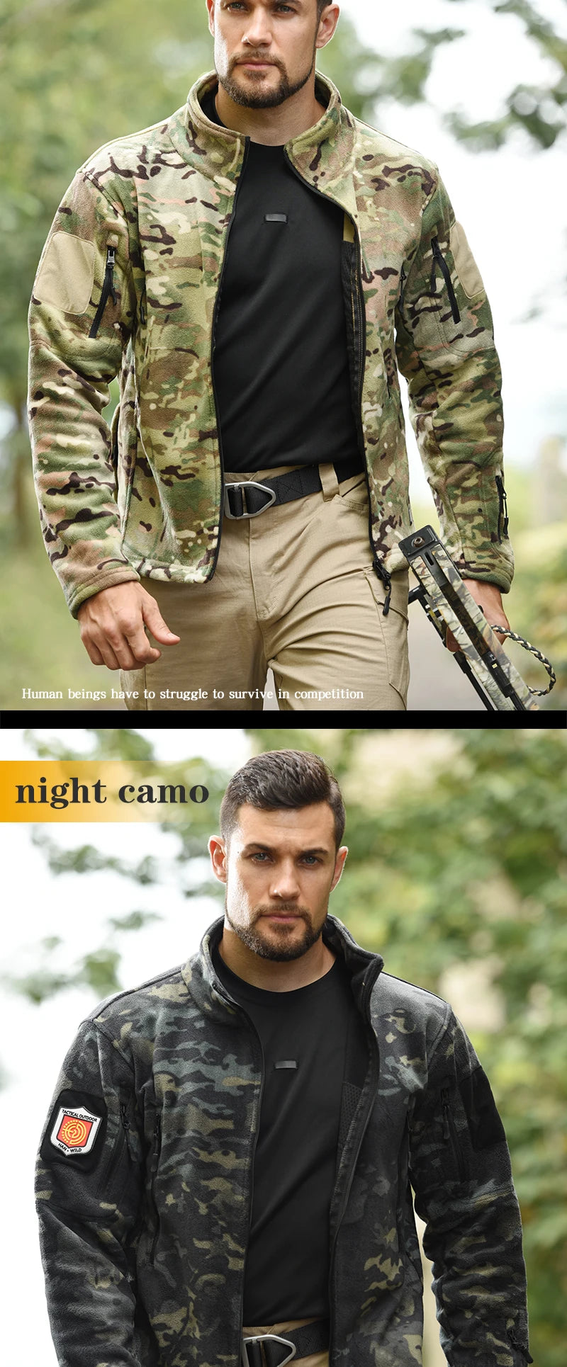 Fleece Tactical Jackets Men Clothing Hunting Outfit Safari Thermal Airsoft Full Zip Jacket Man Camping Work Coats