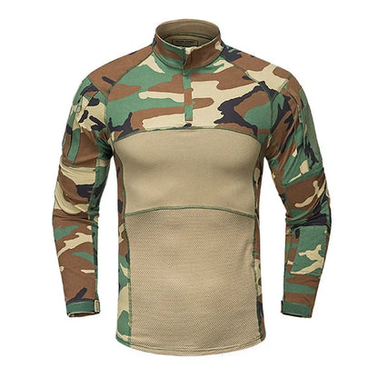 Camo Hunting Shirt Tactical BDU Uniform T Shirt Men Multicam Outdoor Sports Airsoft Combat Work Climbing Hiking Training Shirts