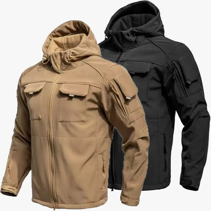 Men's Winter Military Cargo SharkSkin Fleece Jackets Tactical Pants Coat Hood Camping Fishing Trekking Hiking Hunting Trousers