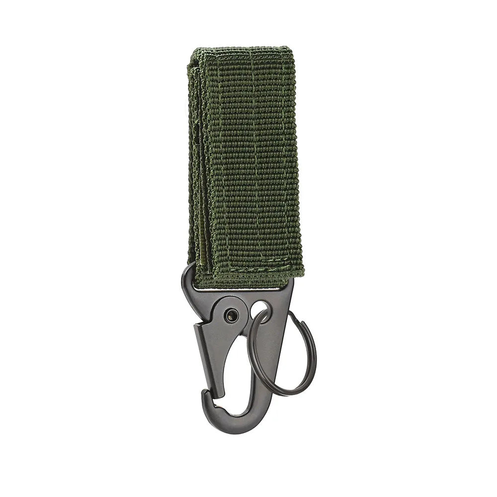 Tactical Molle Clip Buckle Nylon Belt Key Ring Keychain Holder Carabiners Hanger Buckle Hook for Outdoor Hiking Camping Climbing