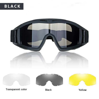 Outdoor motorcycle mountaineering sports glasses CS goggles tactical goggles 3 lens windproof and dustproof shooting off-road