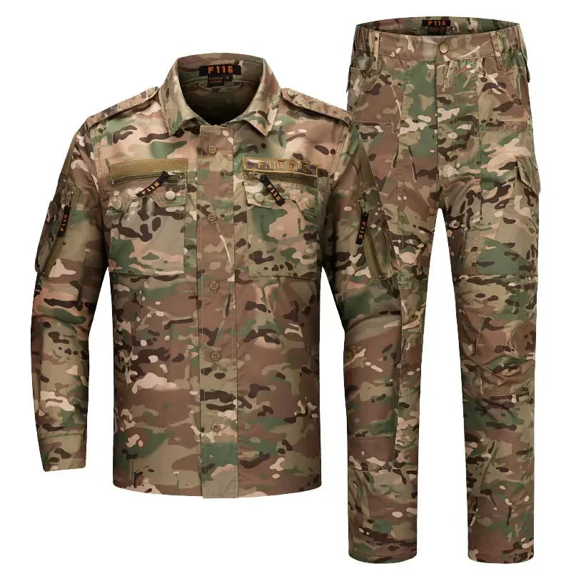 New F116 Camo Men Security Combat Uniform Tactical Uniform Combat Jacket Training Army Clothes Safari Suit Pants