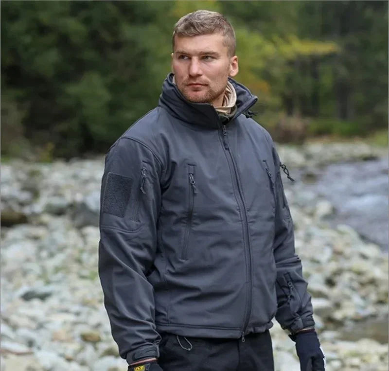 Outdoor Fleece Jacket Shell Tactical Jackets Camo Coats Airsoft Training Durable Hunting Clothes Windbreakers Men Clothing