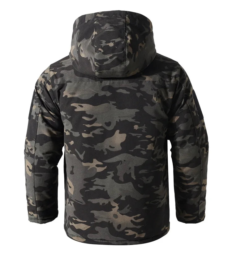 Winter Men's Tactical Camouflage Cotton-Padded Jacket Warm Windproof Military Parka Rip-Resistant Outdoor Combat Coat Hunting