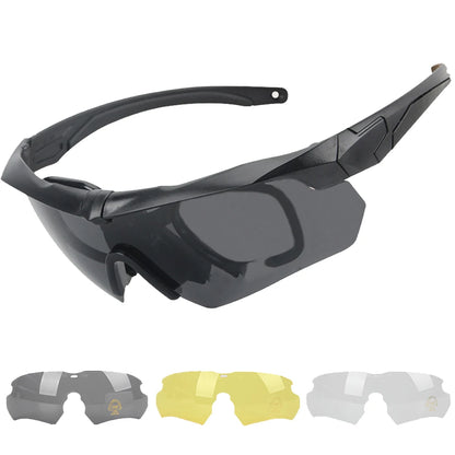 Tactical Eyewear Anti Fog Shooting Glasses with 3 pieces Lens Protection Airsoft Goggle Outdoor Riding Polarizing Wind Goggles