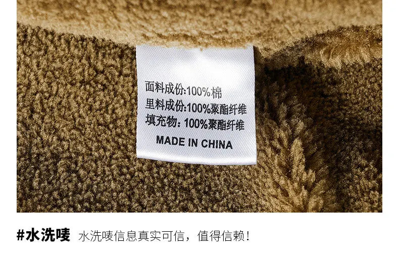 Autumn and Winter Moto Riding Jacket  Velvet Cotton Coat Thickened and Warm Loose Lapel Pure Cotton Work Jacket Casual Sherpa