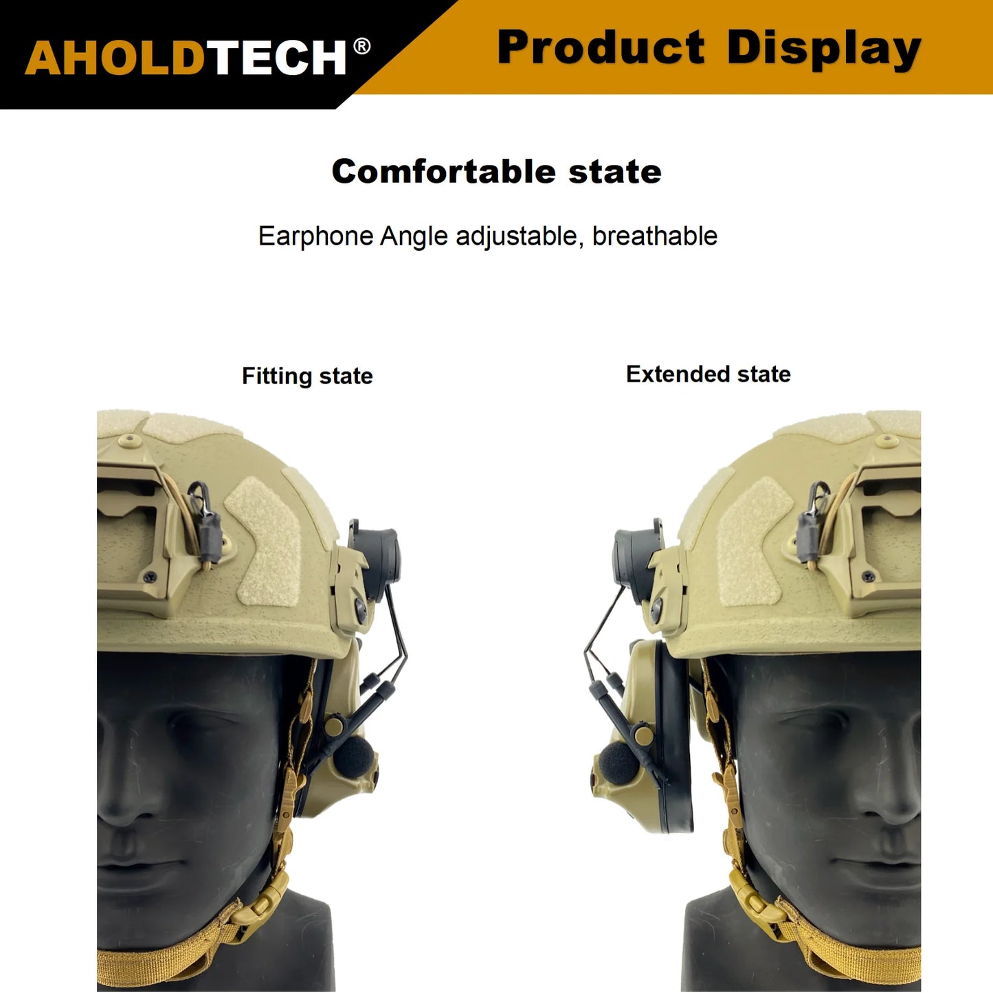 AHOLDTECH Tactical Fast MICH Helmet ARC Rail holder 360-degree rotation adjustment headphone bracket For COMTAC I II Headset