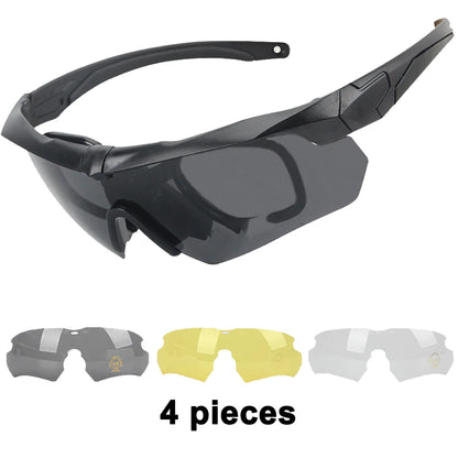 Tactical Eyewear Anti Fog Shooting Glasses with 3 pieces Lens Protection Airsoft Goggle Outdoor Riding Polarizing Wind Goggles