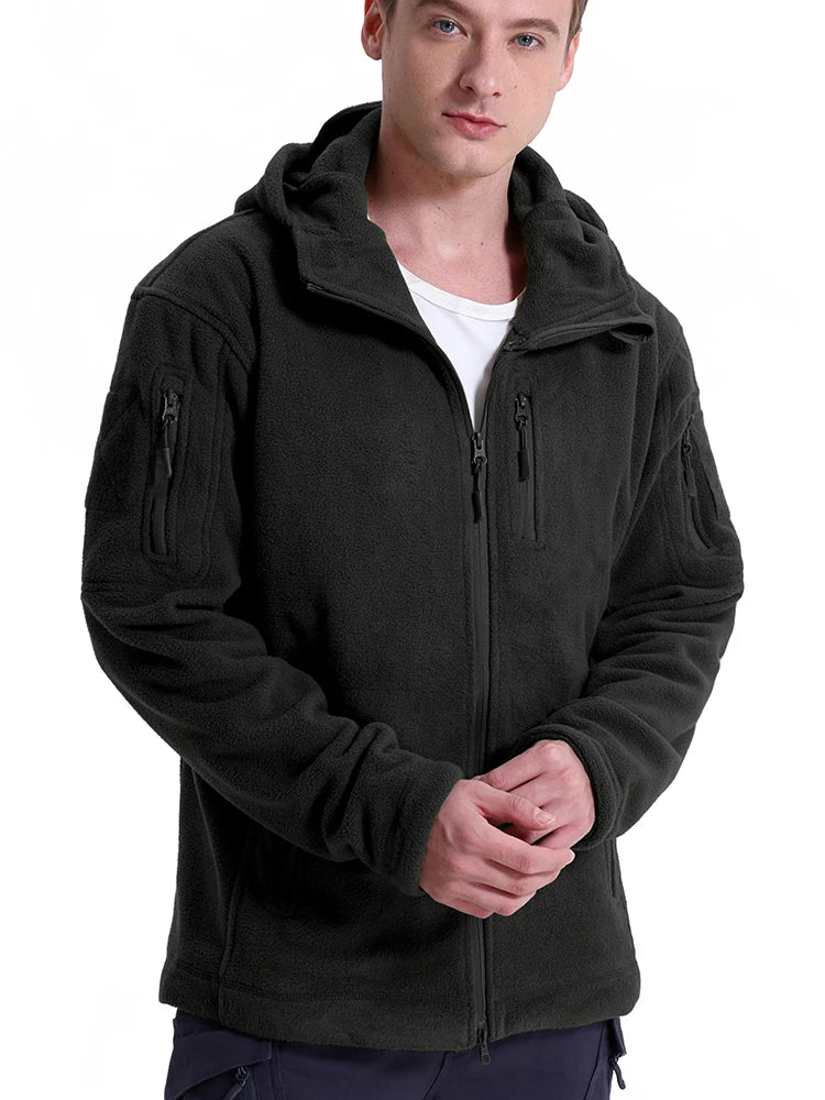 Men's Winter Tactical Fleece Jacket  Warm Full Zip Military Hoodies Multi-Pockets Hiking Hunting Outdoor Coats