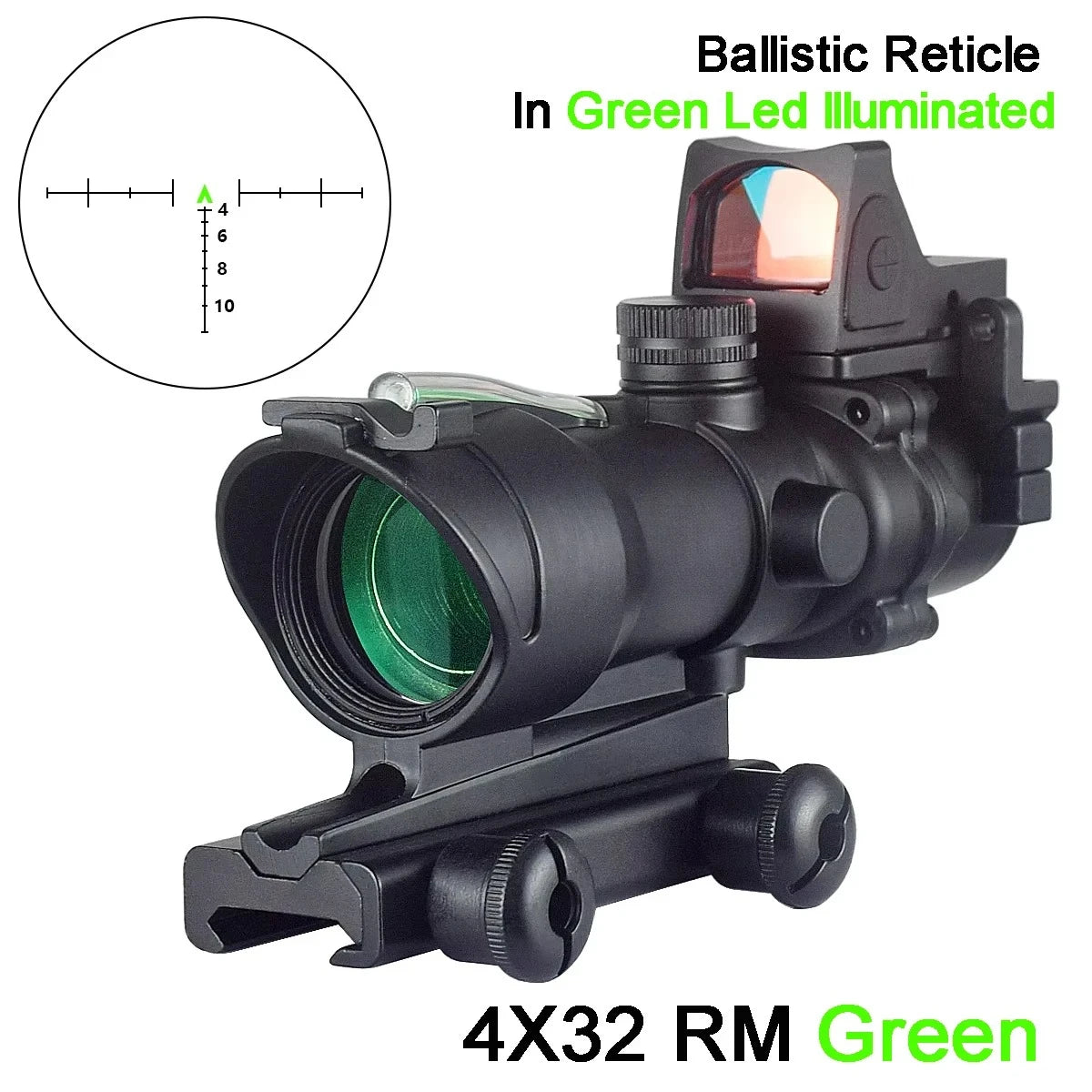 4x32 Combat Prism Scope with Fiber Optic Reticle