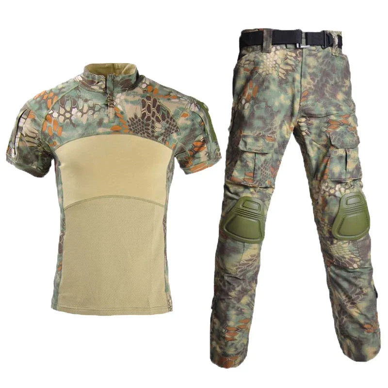 Outdoor Sport Uniform Airsoft Paintball Work Clothing Tactical Camouflage T-Shirts Combat Cargo Pants Climb Suits Hiking Suit