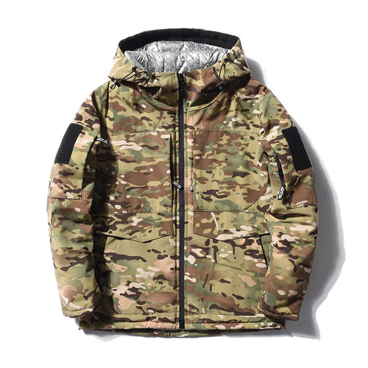 Winter Men's Tactical Camouflage Cotton-Padded Jacket Warm Windproof Military Parka Rip-Resistant Outdoor Combat Coat Hunting
