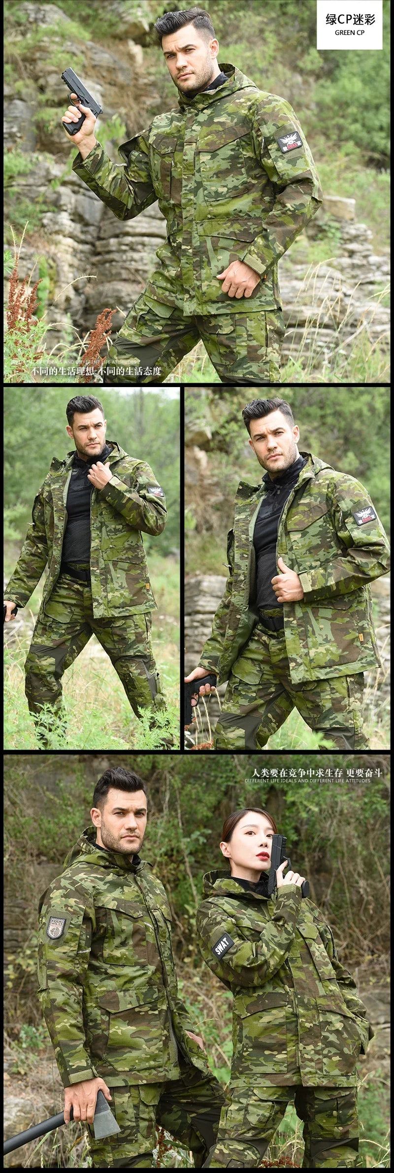 2025 Hunting Tactical Jacket Hooded Waterproof Wear-resistant Camping Jacket  Fleece Clothing Multicam Camouflage Windbreakers
