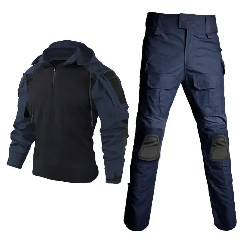 Tactical Suits Combat Shirt Hoody Pants Climbing Uniform Men Clothing Hunting Cothes US Camouflage Paintball Sport T Shirts