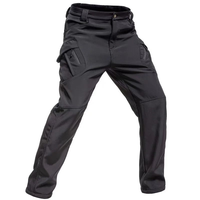 Men's Winter Military Cargo SharkSkin Fleece Jackets Tactical Pants Coat Hood Camping Fishing Trekking Hiking Hunting Trousers