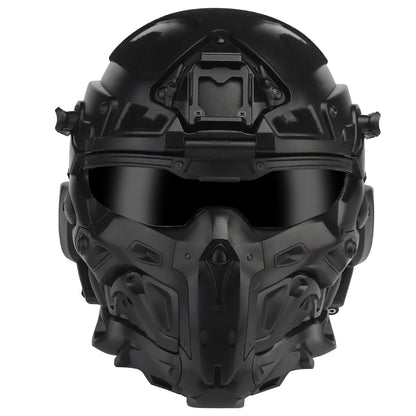 Tactical Assault Helmet Protective Mask Integrated Modular Helmet Built-in Headset Anti-fog Fan Reversible Goggle Airsoft Helmet