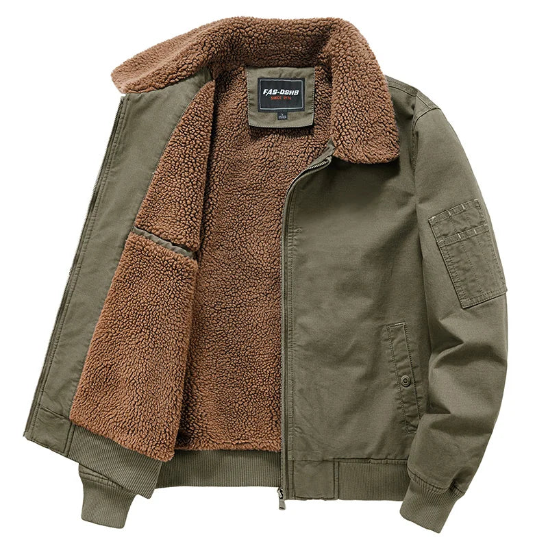Men High Quality Jacket Winter New Fleece Warm Windproof Tactical Coat Autumn Men Fashion Fur Collar Thick Military Overcoat Man