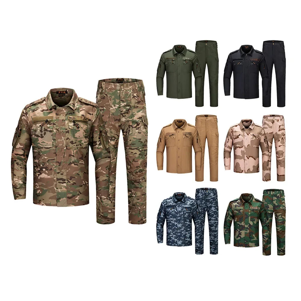 New F116 Camo Men Security Combat Uniform Tactical Uniform Combat Jacket Training Army Clothes Safari Suit Pants