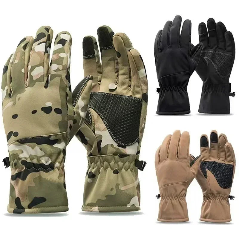 Winter Outdoor Skiing Training Non-slip Windproof Waterproof Cycling Men's and Women's Camouflage Plus Fleece Warm Thick Touch