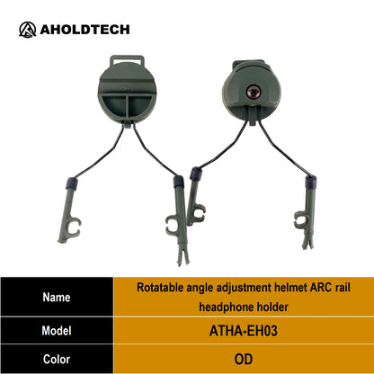 AHOLDTECH Tactical Fast MICH Helmet ARC Rail holder 360-degree rotation adjustment headphone bracket For COMTAC I II Headset