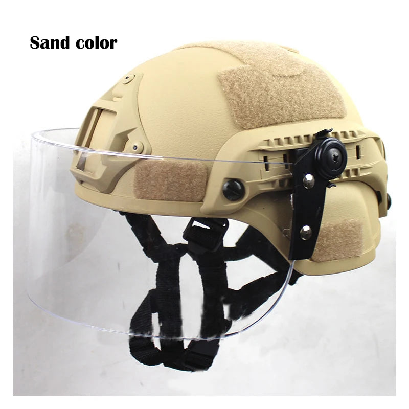 MICH2000 Action Version Patrol Tactical Helmet Transparent Anti-Riot Protective Mask CS Anti-face Safe Protective Helmet