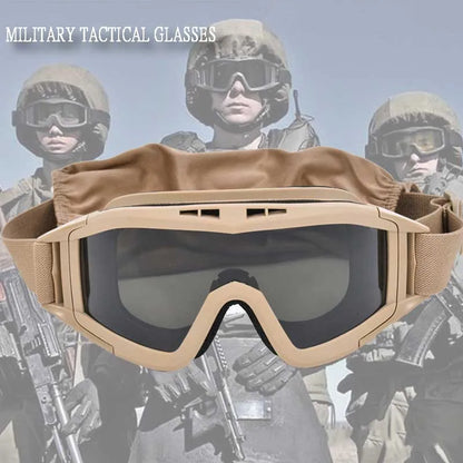 Outdoor motorcycle mountaineering sports glasses CS goggles tactical goggles 3 lens windproof and dustproof shooting off-road