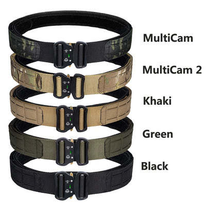 2 Inch Tactical Belt Molle Combat Battle Belt Double Layer Metal Buckle Fighter Belts combat belt quick molle battle belt